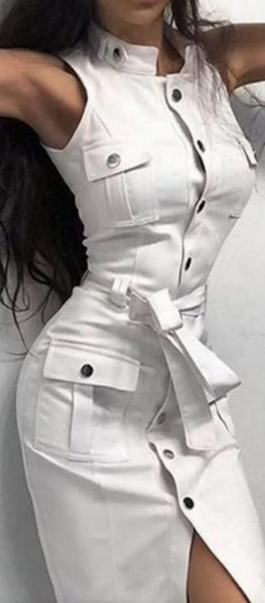 Women Office Dress Button Design